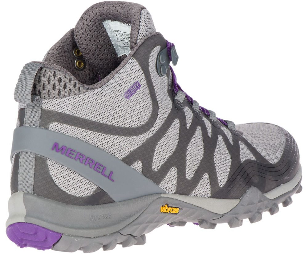 Kozaki Merrell Damskie Szare/Fioletowe - Siren 3 Mid Waterproof - 509371-MTR